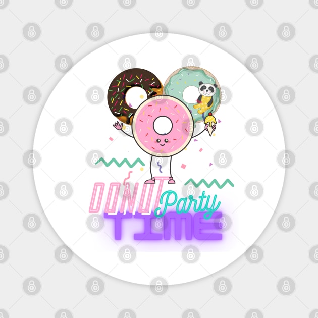 Summer Donut Party Time Magnet by Vortex.Merch